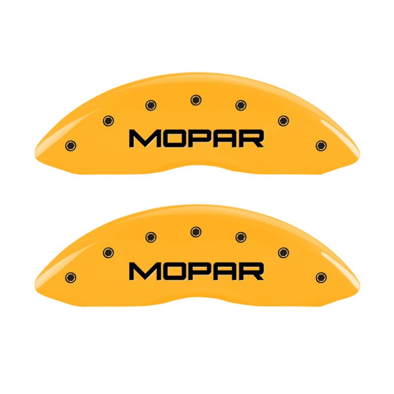 MGP 4 Caliper Covers Engraved Front & Rear Mopar Yellow Finish Black Char 2007 Dodge Durango