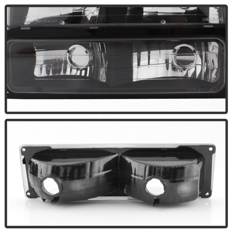 Phares Xtune Chevy Suburban 94-98 avec feux d'angle et de stationnement 8 pièces Noir HD-JH-CCK88-AM-BK-SET