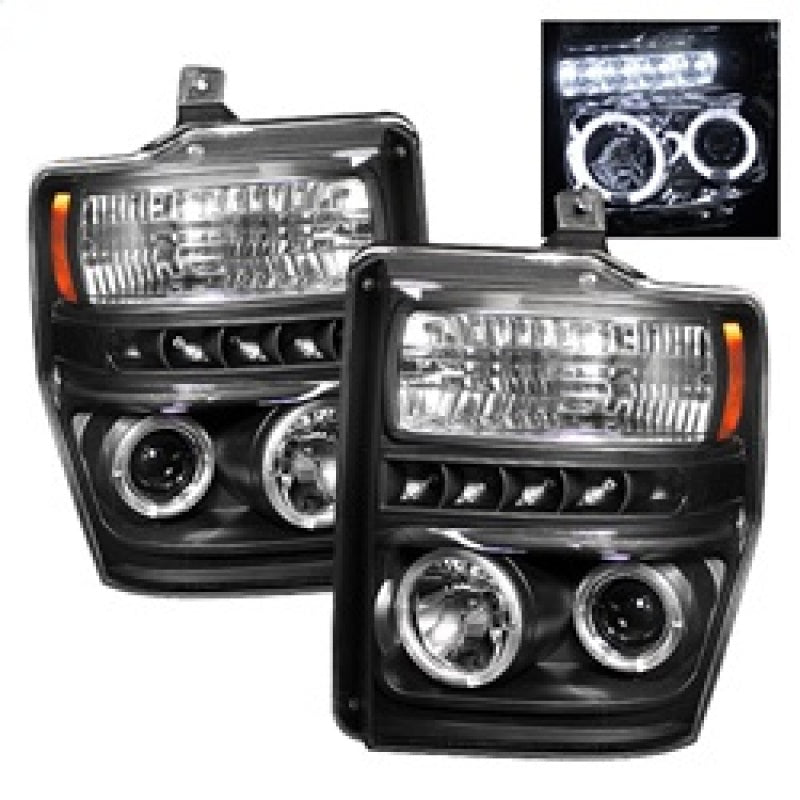 Phares de projecteur Spyder Ford F250/350/450 Super Duty 08-10 LED Halo LED Blk PRO-YD-FS08-HL-BK