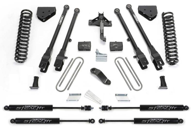 Système Fabtech 08-16 Ford F350/450 4WD 8 Lug 6in 4Link avec bobines et Stealth