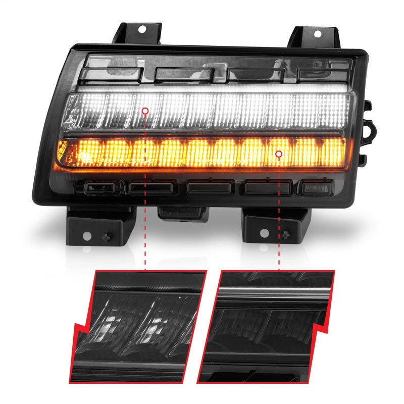 Feux de position latéraux à LED ANZO Wrangler 18-21/Gladiator 20+ fumés avec signal séquentiel
