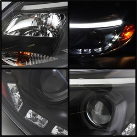 Phares de projecteur Spyder Ford Focus 12-14 Modèle halogène uniquement - DRL Noir PRO-YD-FF12-DRL-BK