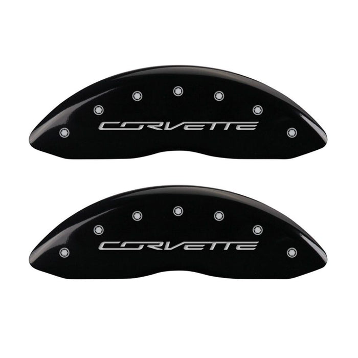 MGP 4 Caliper Covers Engraved Front & Rear C7/Corvette Black finish silver ch