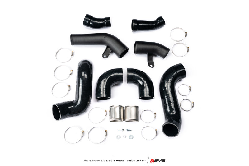 Kit turbo Omega AMS Performance pour Nissan R35 GTR avec tuyaux d'échangeur intermédiaire inférieurs de 3 pouces