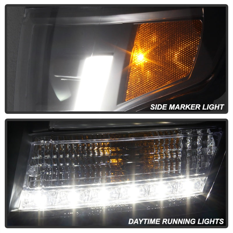 Phares de projecteur Spyder Chevy Tahoe / Suburban 2015-2016 - DRL LED - Noir PRO-YD-CTA15-DRL-BK