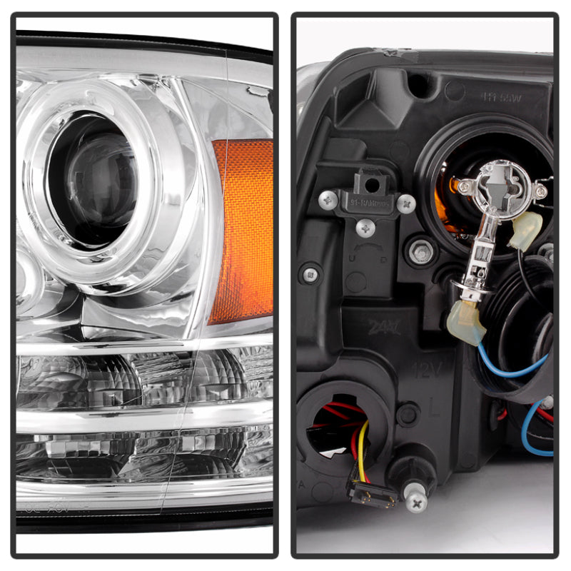 Phares de projecteur Spyder Dodge Ram 09-12 Barre lumineuse DRL Chrome PRO-YD-DR09-LBDRL-C