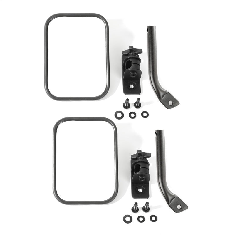 Kit de rétroviseurs rectangulaires texturés noirs Rugged Ridge 97-18 Jeep Wrangler