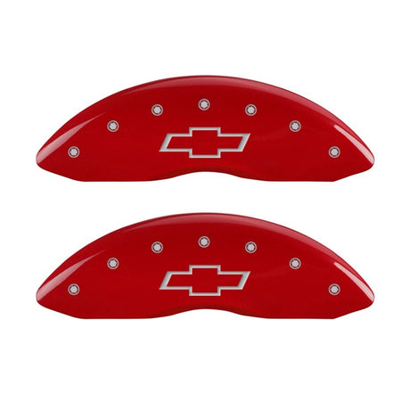 MGP Front set 2 Caliper Covers Engraved Front Bowtie Red finish silver ch