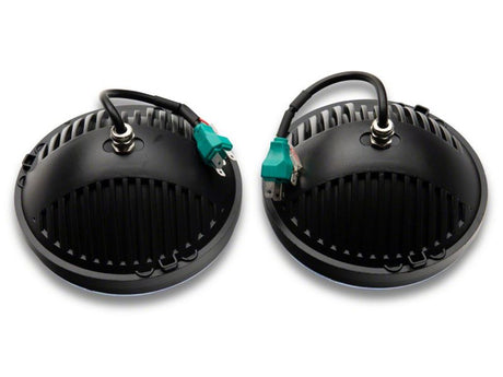 Phares à DEL axiaux Raxiom 97-18 Jeep Wrangler TJ et JK 7 pouces avec DRL - Boîtier noir (lentille transparente)
