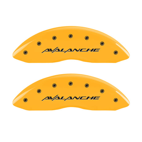 Couvre-étriers MGP 4 gravés avant et arrière finition jaune avalanche noir ch