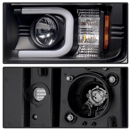 Phares de projecteur Spyder Chevy Silverado 2014-16 2500 HD avec barre lumineuse DRL Blk PRO-YD-CSHD14-LBDRL-BK