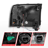 Phares en cristal ANZO 99-04 Ford F250/F350/F450/Excursion (excl. 99) - avec boîtier chromé pour barre lumineuse