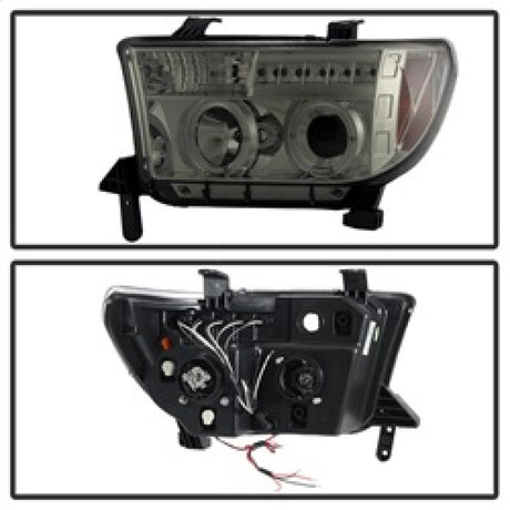 Phares de projecteur Spyder Toyota Tundra 07-13 LED Halo LED Smke PRO-YD-TTU07-HL-SM