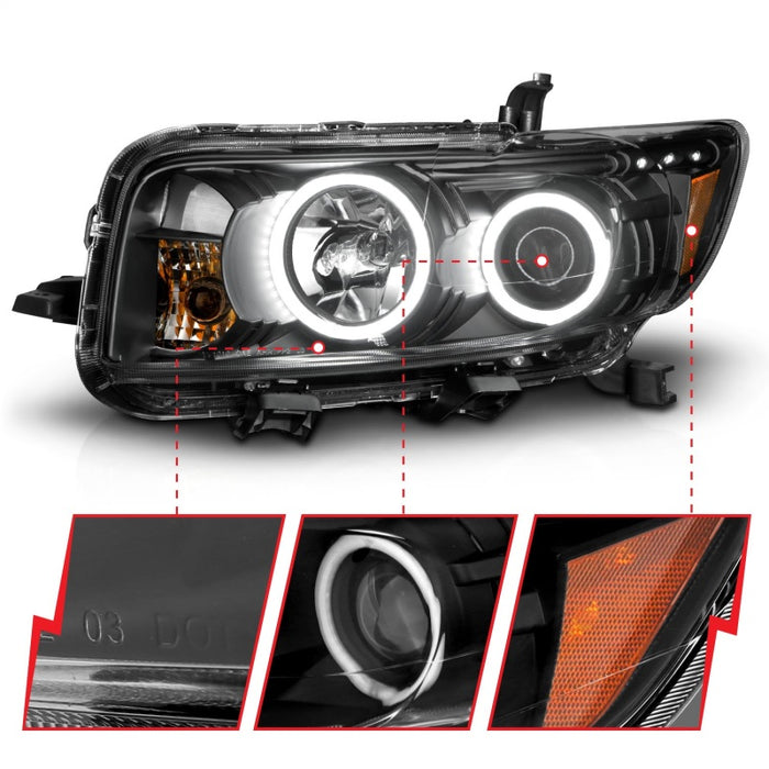 ANZO 2008-2010 Scion Xb Phares de projecteur avec halo noir