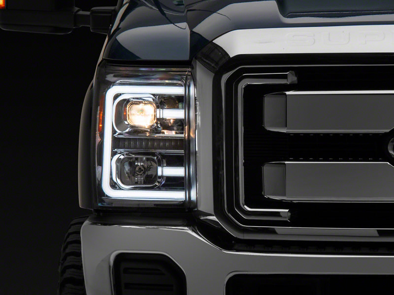 Phares de projecteur à LED Raxiom 11-16 Ford F-250 Super Duty - Boîtier chromé (lentille transparente)