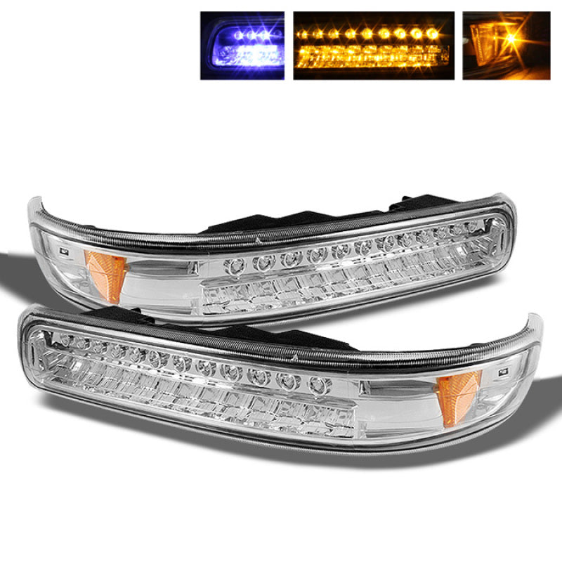 Feux de pare-chocs à LED ambrés Xtune Chevy Silverado 99-02 Chrome CBL-CS99-LED-E