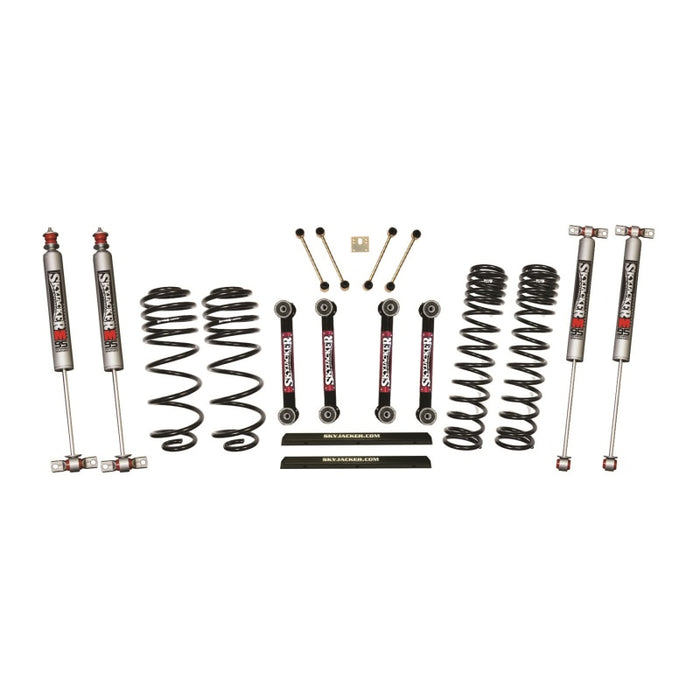 Kit de course longue durée Skyjacker 03-06 Jeep TJ 4 pouces D-Rate avec biellettes inférieures OE FR/RR/amortisseurs monotubes M95