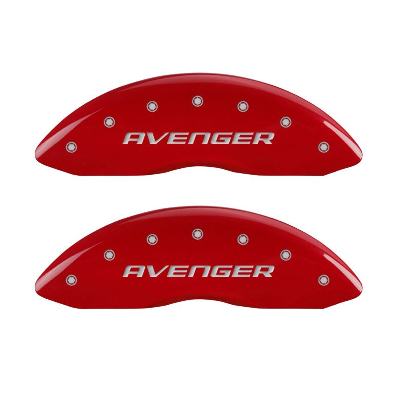 Couvre-étriers MGP 4 gravés avant et arrière sans bandes/finition rouge Avenger argent ch