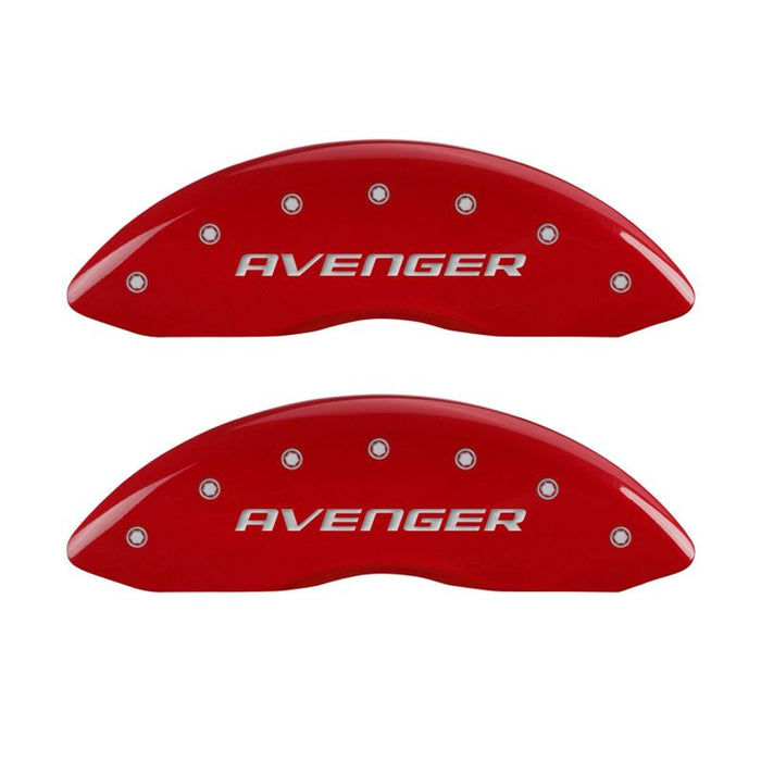 Couvre-étriers MGP 4 gravés avant et arrière sans bandes/finition rouge Avenger argent ch