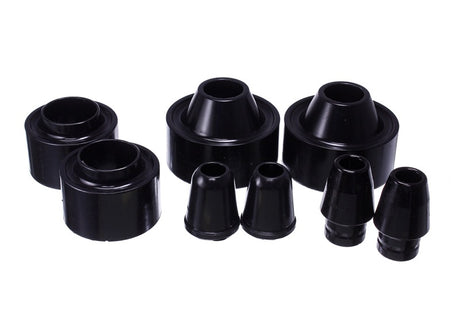 Ensemble d'entretoises de ressorts hélicoïdaux avant et arrière noirs Energy Suspension 07-17 Jeep Wrangler (JK) 1-3/4 po