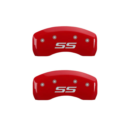 Couvre-étriers MGP 4 gravés avant et arrière style Monte Carlo/SS finition rouge argent ch