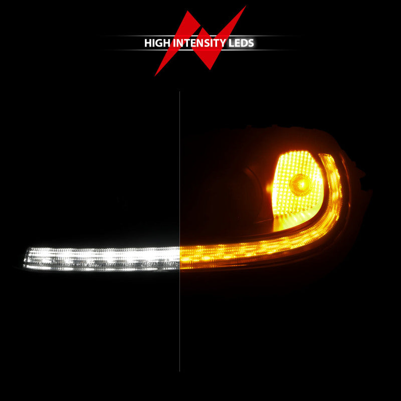 Phares de projecteur ANZO 05-13 Chevrolet Corvette avec interrupteur et LED séquentielle - Noir ambre