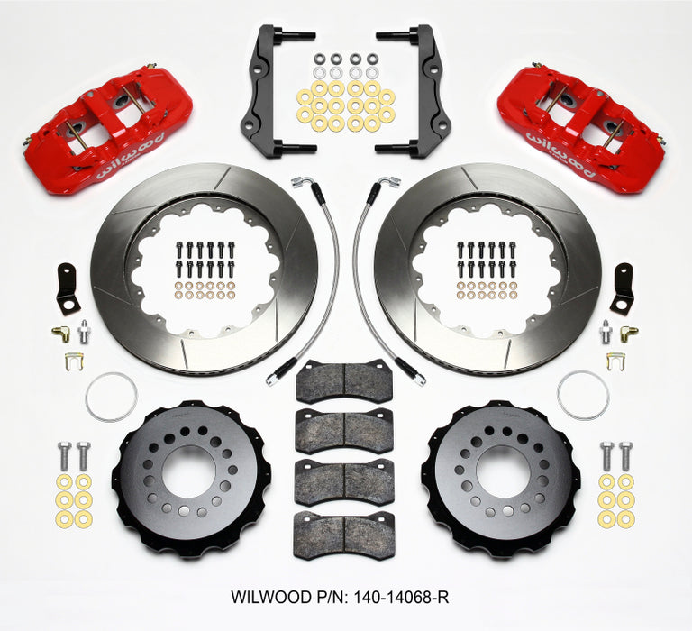 Kit arrière Wilwood AERO4 14,25 pouces rouge Challenger 2014-Up avec lignes