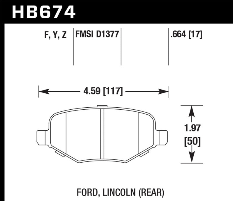 Plaquettes de frein arrière HPS Hawk pour Ford Edge/Explorer/Flex/Taurus/Lincoln MKS/MKT/MKX