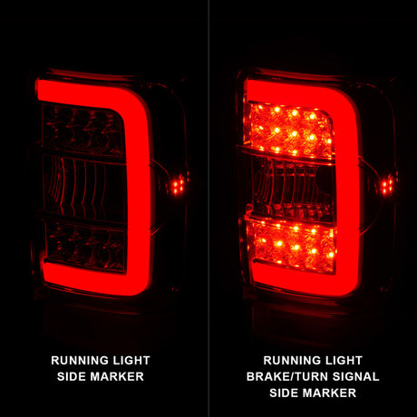 Feux arrière à LED ANZO 2001-2011 Ford Ranger avec barre lumineuse, boîtier chromé, lentille rouge/transparente