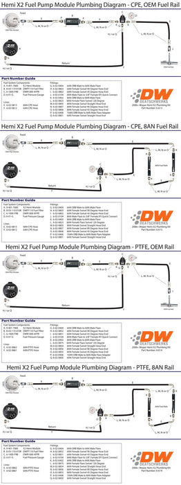 DeatschWerks 2006+ Hemi X2 Series Pump Module -8AN Feed w/ -6AN Return PTFE Plumbing Kit