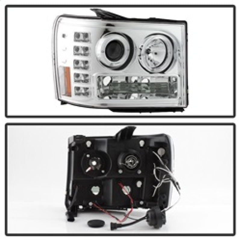 Phares de projecteur Spyder GMC Sierra 1500/2500/3500 07-13 LED Halo- LED Chrome PRO-YD-GS07-HL-C