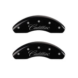 Couvre-étriers MGP 4 gravés avant et arrière cursive/finition noire Cadillac argent ch