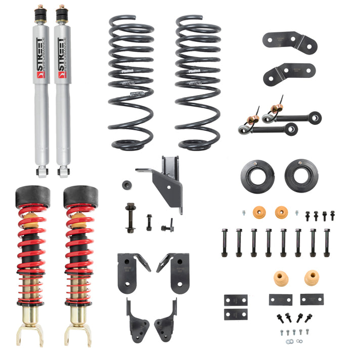 Kit de suspensions à ressorts hélicoïdaux Belltech 19+ RAM 1500 (6-LUG) Performance 1-3 po à l'avant/3-4 po à l'arrière