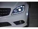 Phares de projecteur halogènes Spyder Mercedes Benz Classe C 08-11 - DRL Blk PRO-YD-MBW20408-DRL-BK