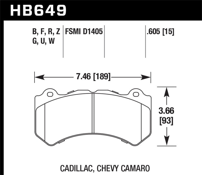 Plaquettes de frein avant Hawk 12-16 Chevrolet Camaro ZL1 HP+