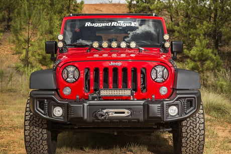 Protections Euro pour phares texturés noirs Elite Rugged Ridge 07-18 Jeep Wrangler JK/JKU
