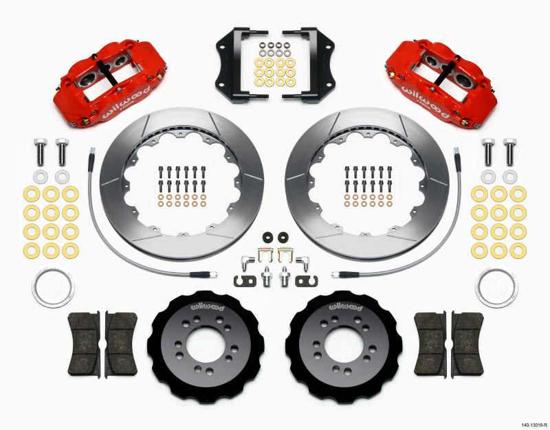 Kit de capot avant Wilwood Narrow Superlite 6R 12,88 pouces rouge 2013-Up Ford Focus ST avec lignes