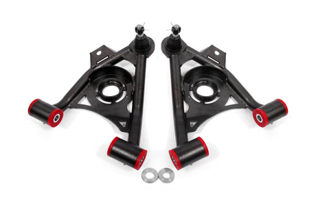 BMR 79-93 Fox Mustang Non-Adj Lower A-Arms Standard Ball Joint Spring Pocket - Black Hammertone BMR Suspension