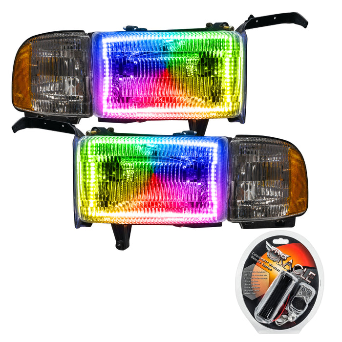 Oracle 94-02 Dodge Ram Pre-Assembled Halo Headlights - ColorSHIFT SEE WARRANTY