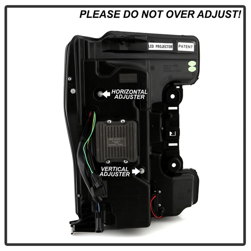 Phares avant Spyder à LED chromés pour Ford F-250/F-350/F450 17-18 PRO-YD-FS17HALAP-SEQ-BK