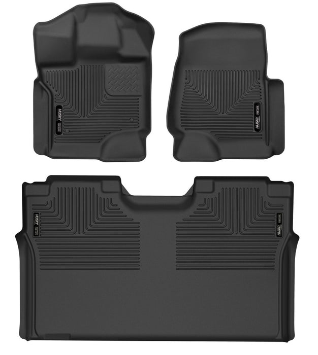 Revêtements de sol Husky Liners 15-23 pour sièges avant et de 2e rangée Ford F-150 SuperCrew Cab X-Act Contour - Noir