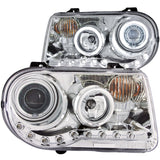 Phares de projecteur ANZO 2005-2010 Chrysler 300C avec halo chromé (CCFL) G2