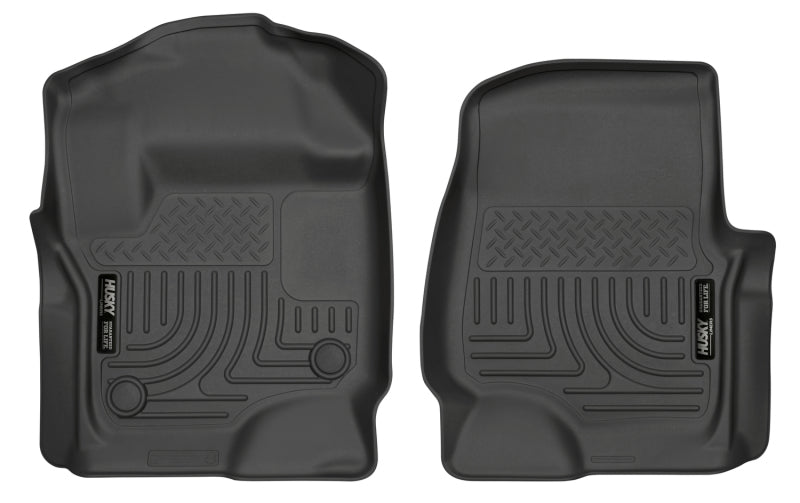 Revêtements de sol avant noirs Husky Liners 2017 Ford Super Duty (Crew Cab / Super Cab) WeatherBeater