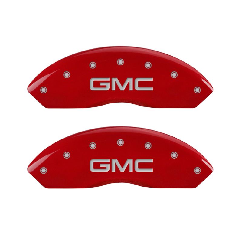 MGP 4 Caliper Covers Engraved Front & Rear GMC Red finish silver ch