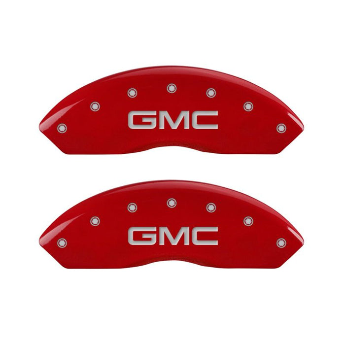 MGP 4 Caliper Covers Engraved Front & Rear Denali Red finish silver ch