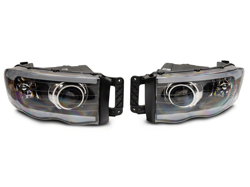 Phares de projecteur à LED axiaux Raxiom 02-05 Dodge RAM 1500/2500/3500 - Boîtier noir (lentille transparente)