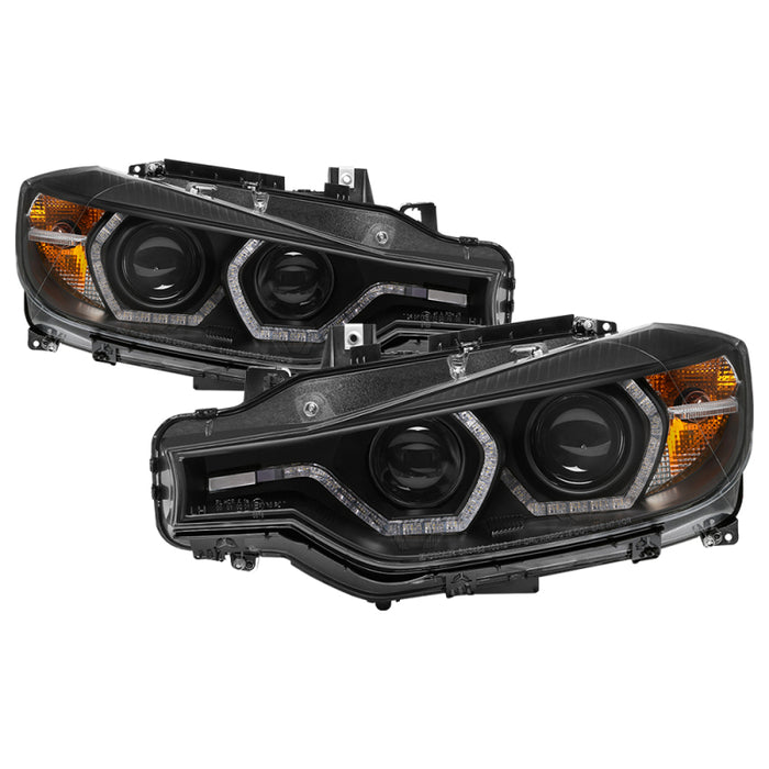 Phares de projecteur Spyder 12-14 BMW F30 Série 3 4DR - LED DRL - Noir (PRO-YD-BMWF3012-DRL-BK)