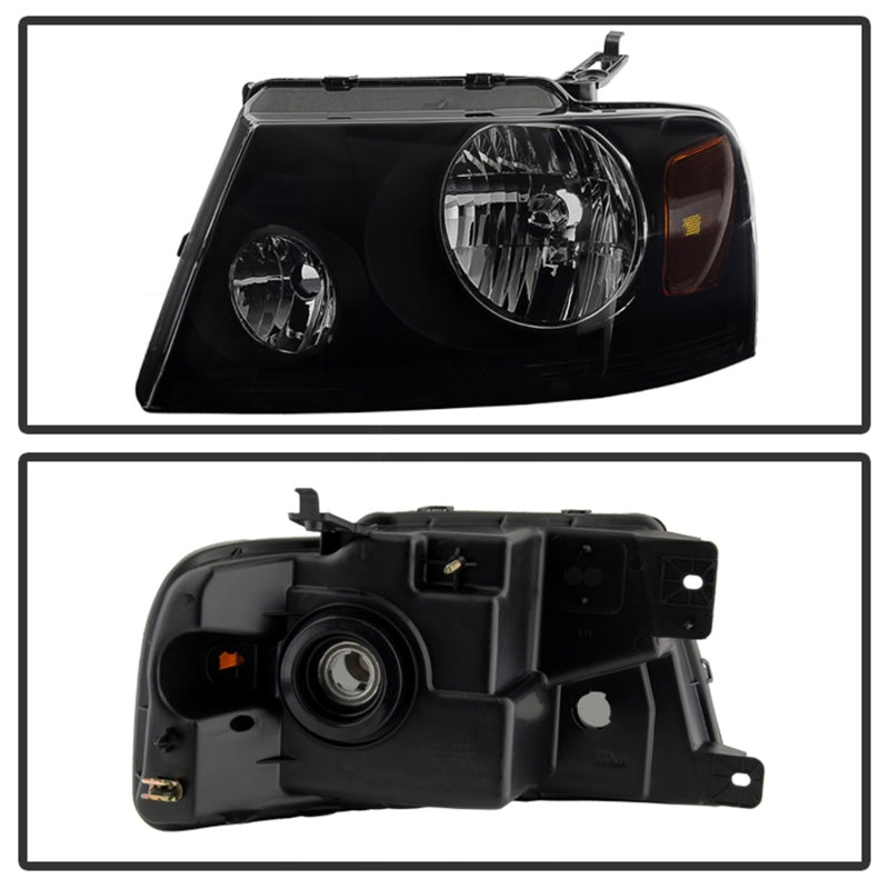 xTune Ford F150 04-08 Amber Crystal Headlights Black Smoked HD-JH-FF15004-AM-BSM