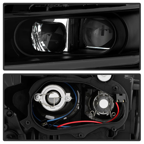 Phares halogènes DRL Proj xTune 14-18 pour Chevy Impala (sauf Limited) - Noir Smk (PRO-JH-CIM15-LB-BSM)