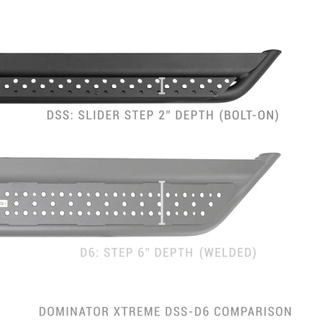 Glissières Go Rhino Dominator Extreme DSS (longueur 2 portes/cabine) 52 po - Tex. Blk